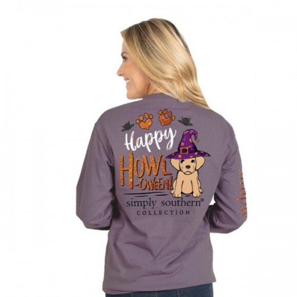 🆕 Simply Southern Happy Howl-oween Long Sleeve Tee, Plum, Large, NWT - Picture 2 of 10